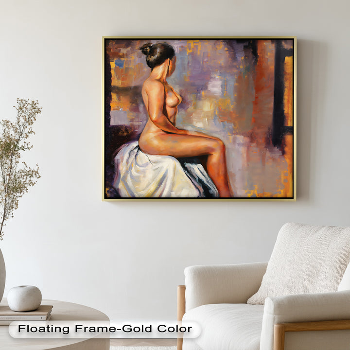 Poised in Silence – Figurative Nude Abstract Oil Painting