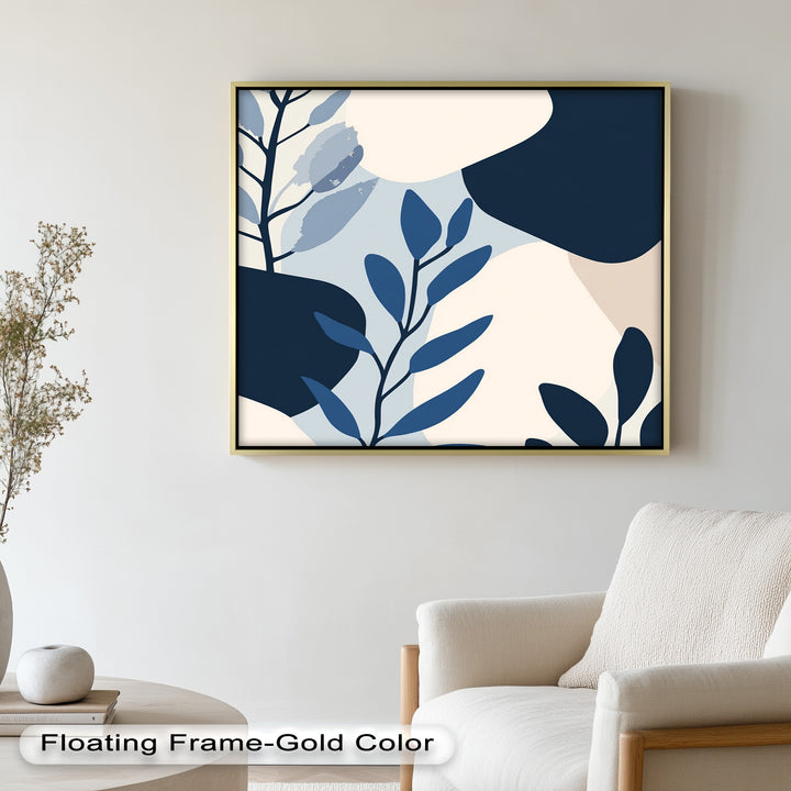 Indigo Serenity – Minimalist Botanical Oil Painting