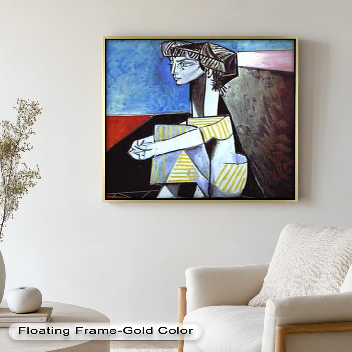 Seated Boy with Striped Garment – Picasso Oil Painting