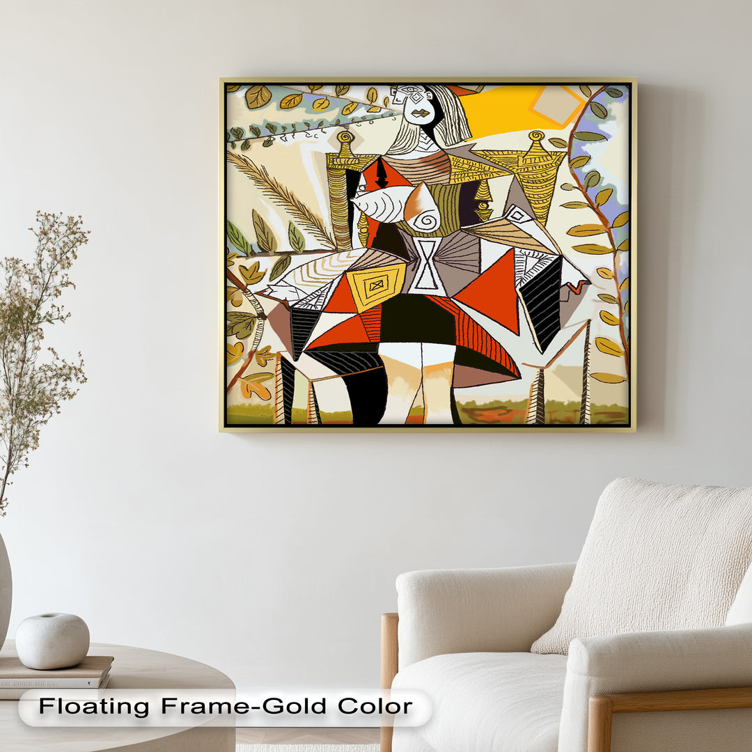 Queen Among Leaves – Picasso Style Cubist Oil Painting