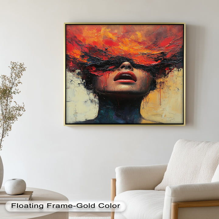 Inferno Within – Fiery Emotional Expression Abstract Oil Painting