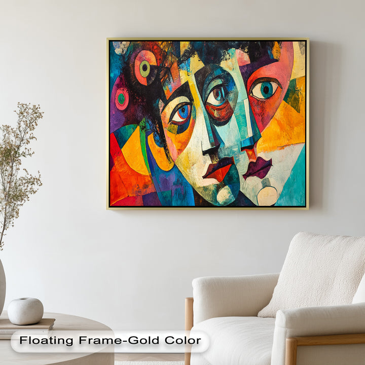 Entwined Visions Oil Painting – Fauvist Dual-Face Expressionism