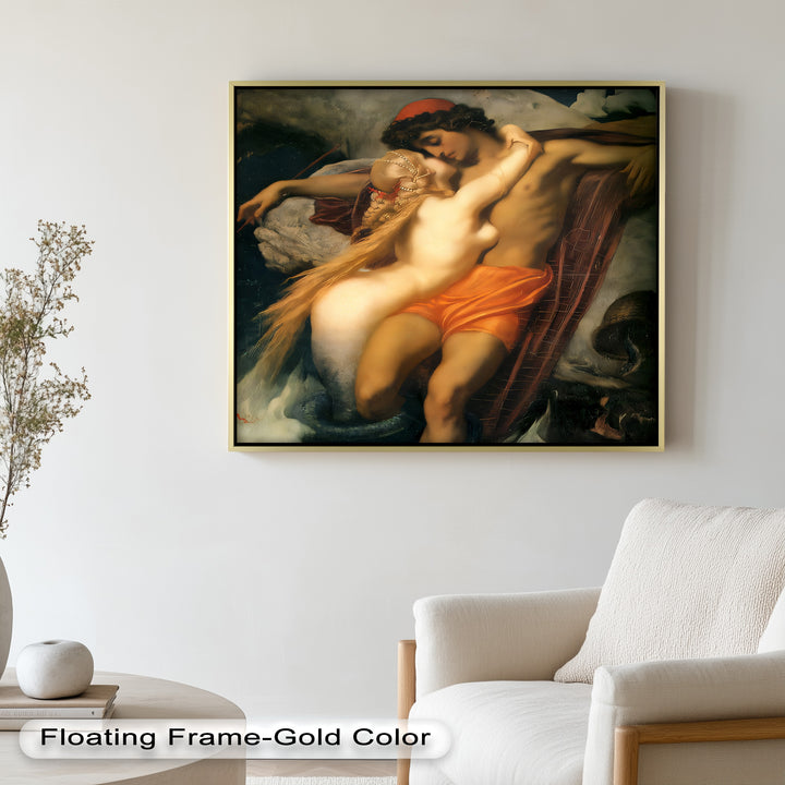 The Embrace of the Sea – Romantic Mythological Nude Oil Painting