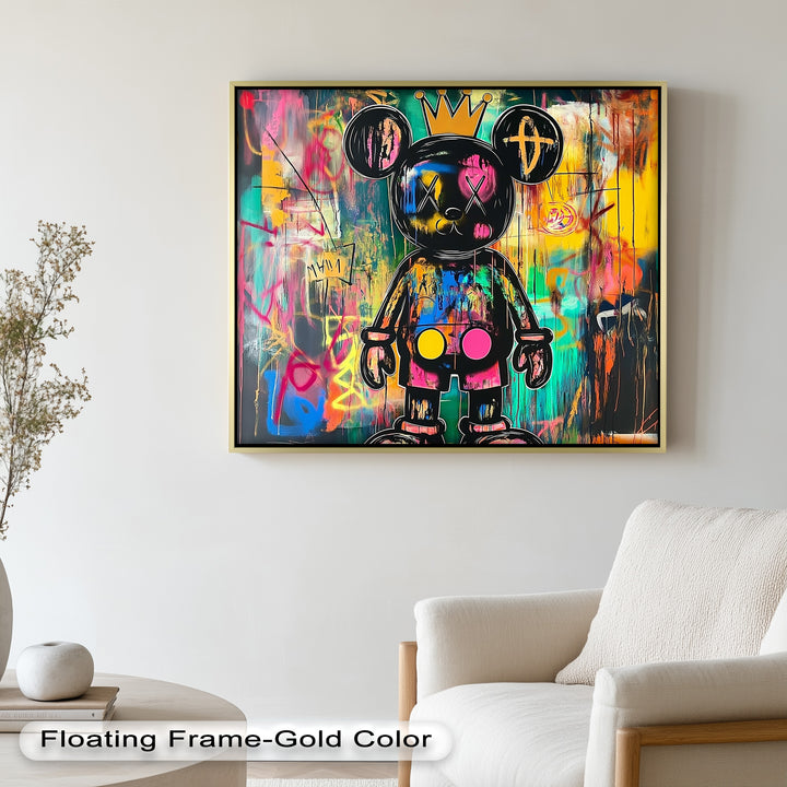 Crowned Chaos – Neon Royal KAWS Oil Painting
