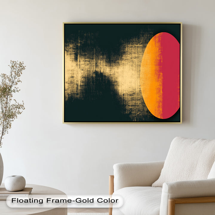 Rot &amp; Orange Eclipse Art – Minimalistisches Ölgemälde