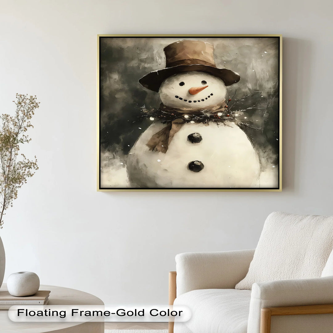 Frosty Cheer – Snowman in Winter Wonderland Oil Painting - MyPhotoStation