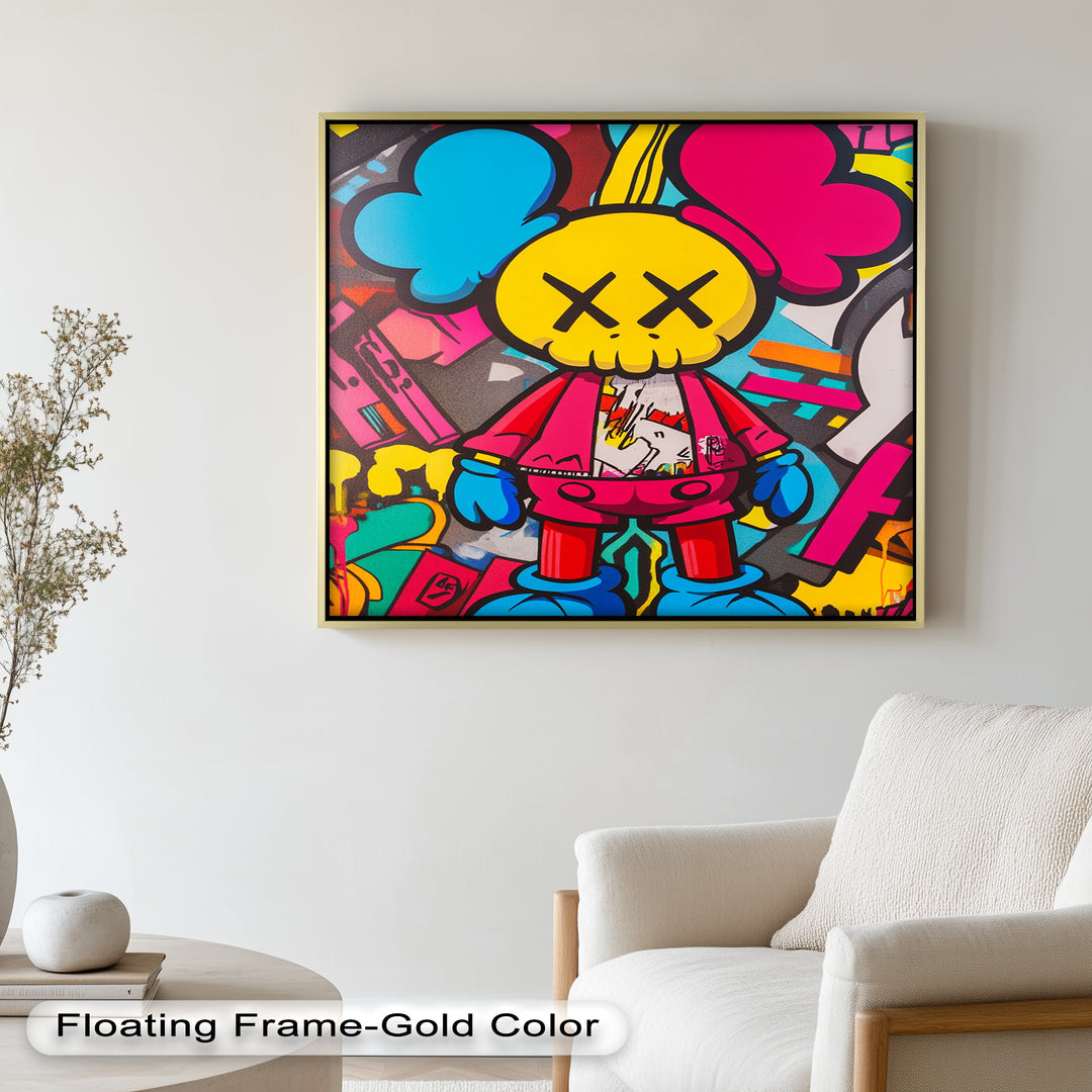 Neon Rebellion – KAWS Graffiti Ölgemälde
