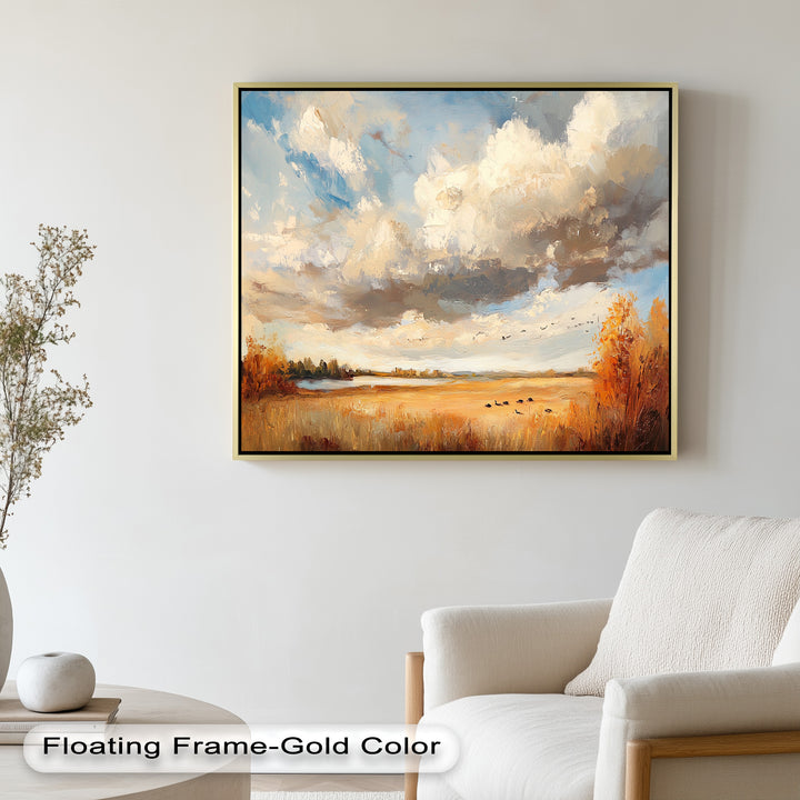 Autumn Meadow Wall Art – Impressionist Landscape Oil Painting
