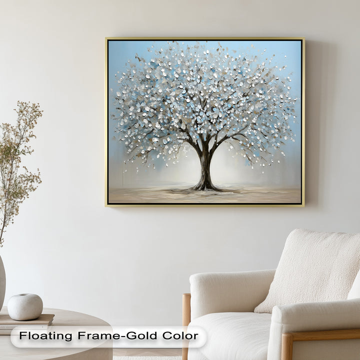 Snowflower Tree – Modern Framed Oil Painting