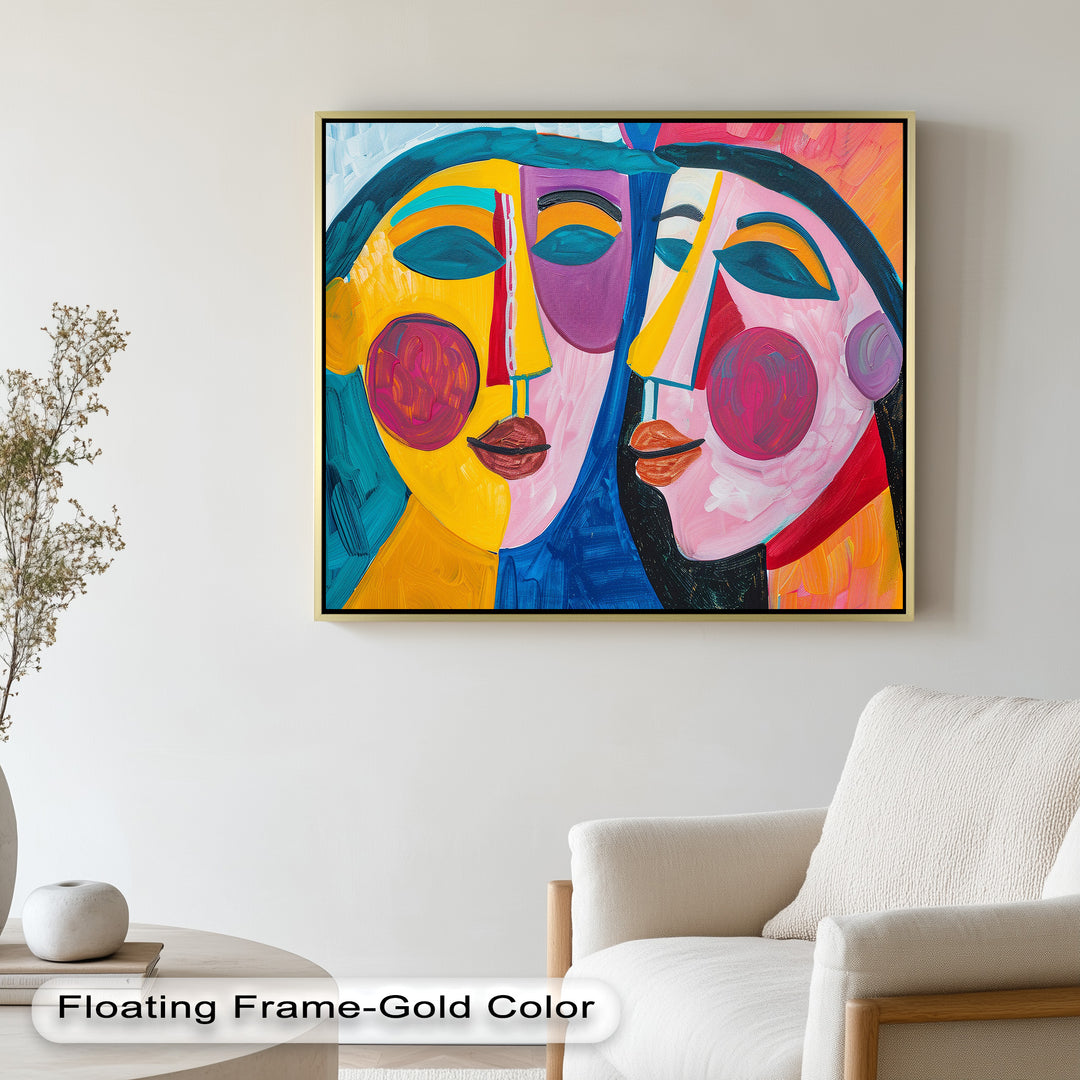 Unified Gaze – Vibrant Dual Portrait Picasso Oil Painting