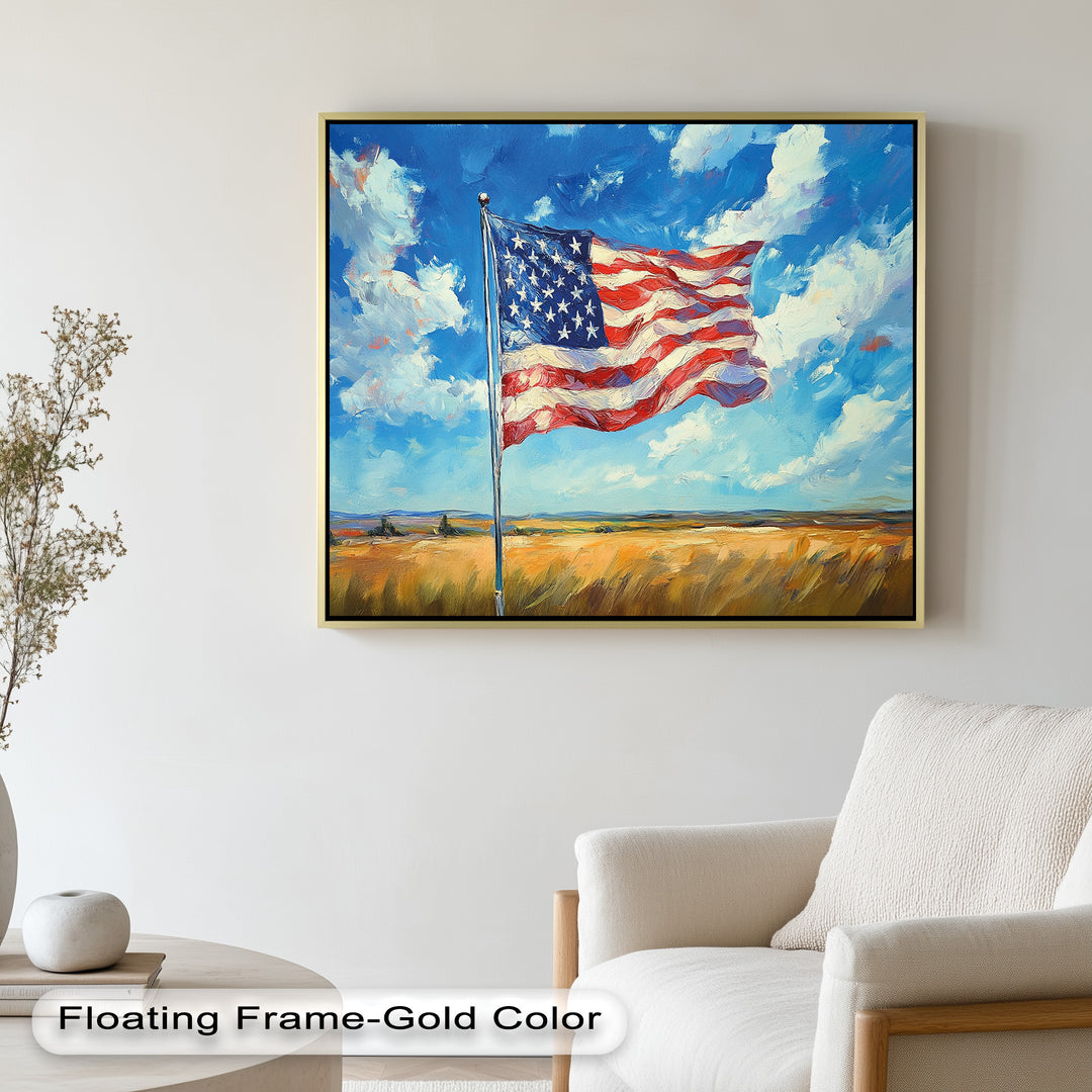 Amerikanische Flagge auf dem Land – Patriotisches Ölgemälde