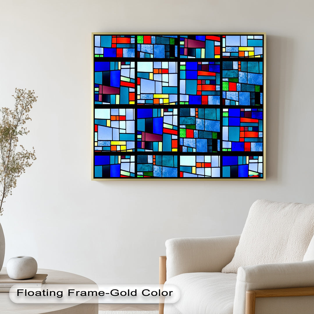 Moderne geometrische Wandkunst – gerahmtes Ölgemälde