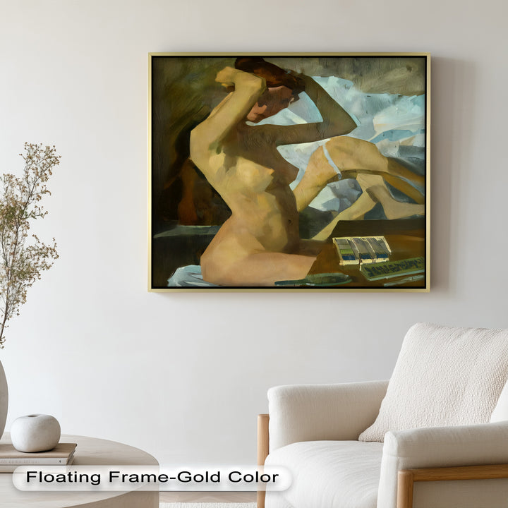 Muted Reverie – Figurative Nude Oil Painting in Earth Tones