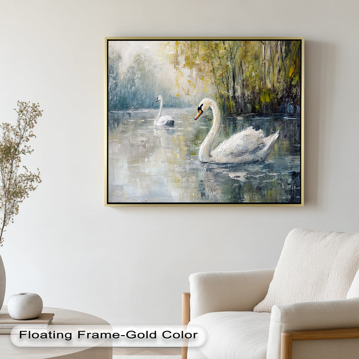 Swans on the Lake – Animal Oil Painting