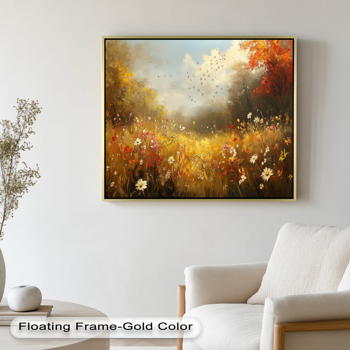 Flowers and Stream – Vibrant Autumn Oil Painting