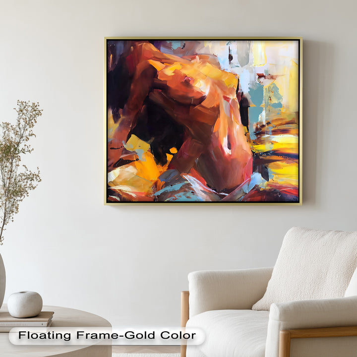 Ember Silhouette – Bold Abstract Nude Oil Painting