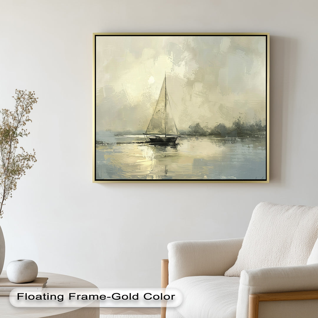 Vintage Sailboat Sailing Ocean – Timeless Nautical Oil Painting