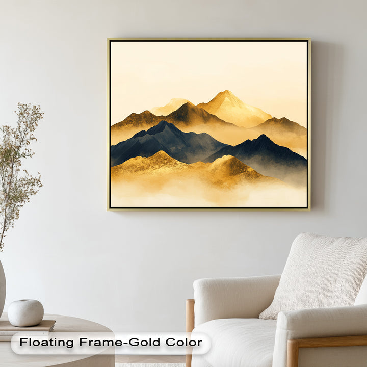 Gold &amp; Black Mountains – Modernes Ölgemälde