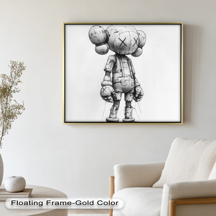 Timber Companion – Monochrome KAWS Oil Painting