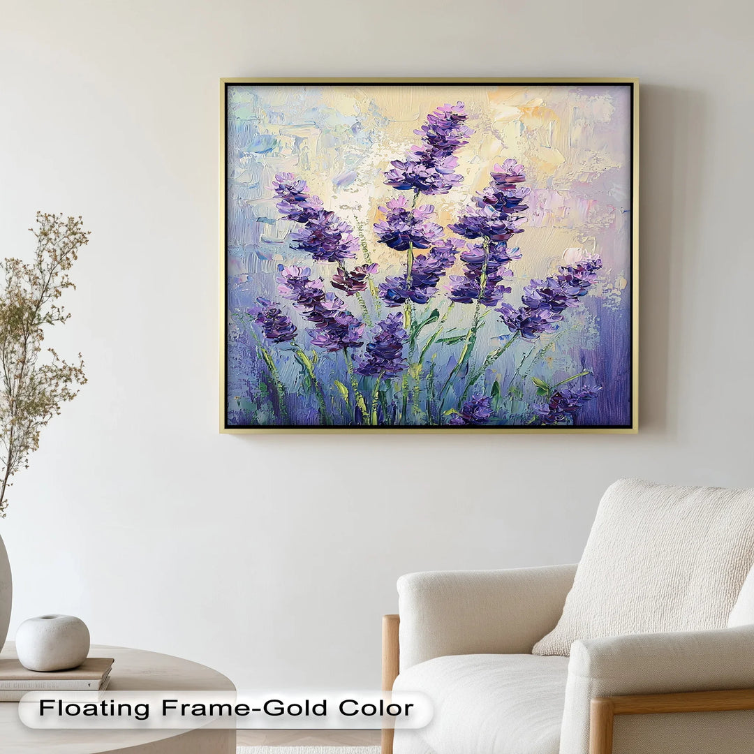 lavender plant art 14Wx20H''-(35x50cm) / Floating Frame / Black