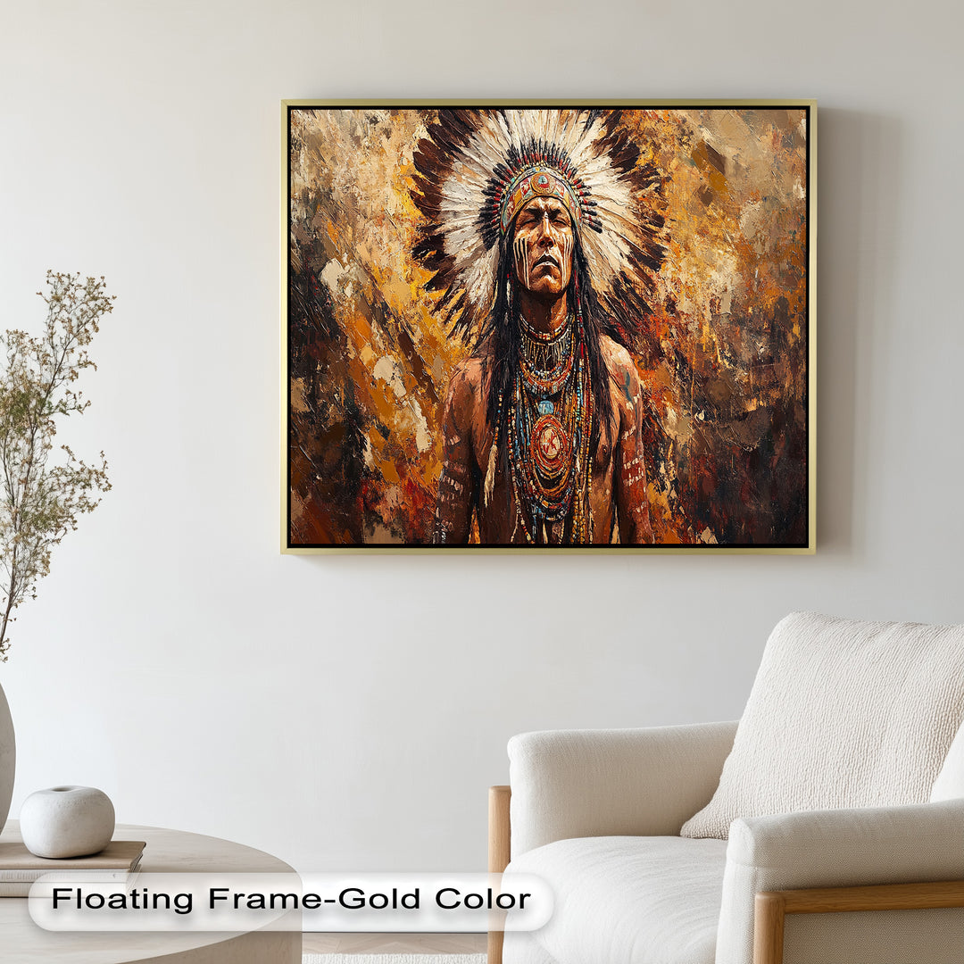 Sacred Flame – Tribal Warrior Portrait Oil Painting