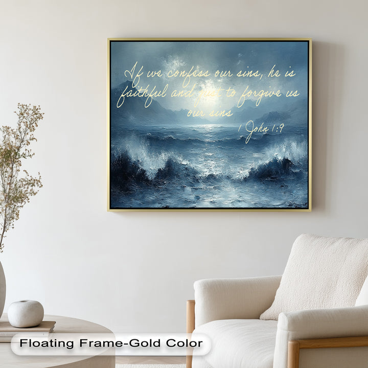 Inspirational Christian artwork featuring turbulent waters and divine light.
