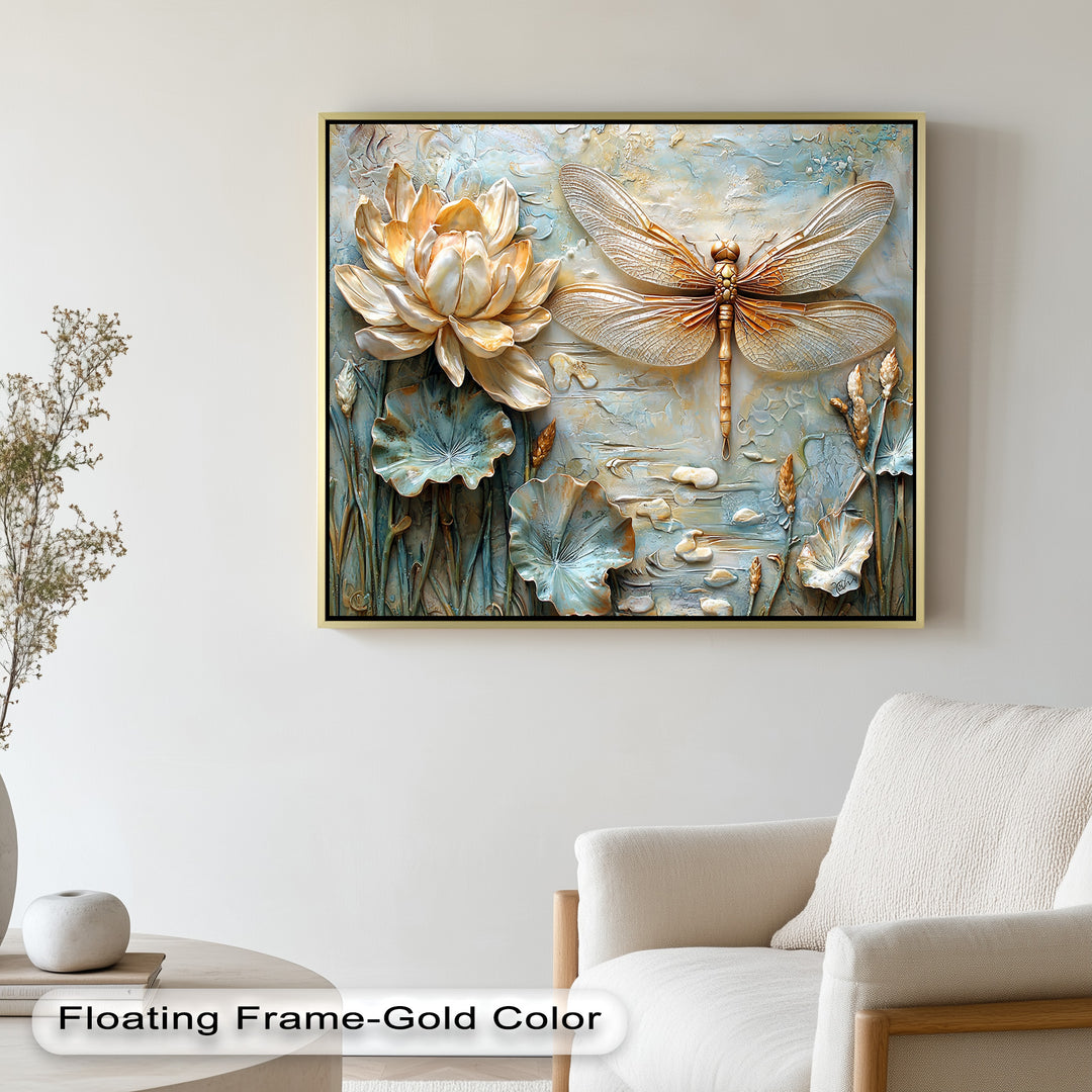 Retro Dragonflies and Flowers – Elegant Nature-Inspired Oil Painting
