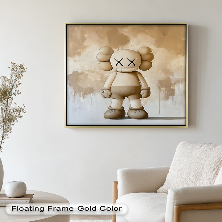 Monochrome Companion – Minimalistisches KAWS-Ölgemälde