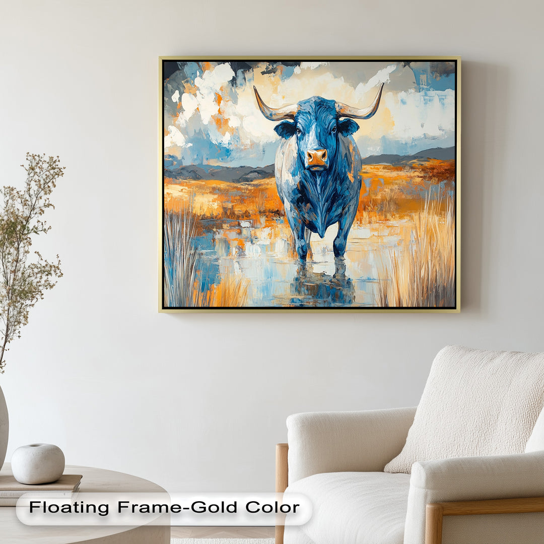 Blue Desert Bull – Animal Oil Painting