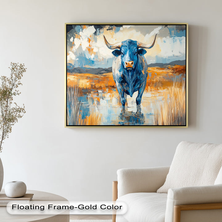 Blue Desert Bull – Animal Oil Painting