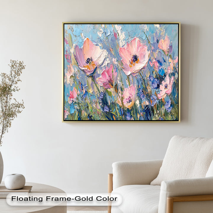 Pink and Violet Wildflower Bloom - Flower Oil Painting