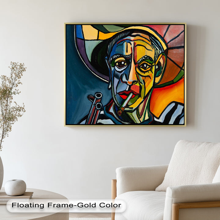 Rebel's Gaze – Bold Cubist Portrait Picasso Oil Painting