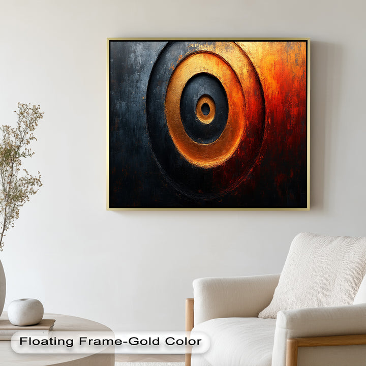 Abstrakte Goldkreis-Holzkunst - Modernes Ölgemälde