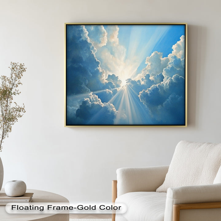 Himmelsglanz – Göttliches Licht durch die Wolken Ölgemälde