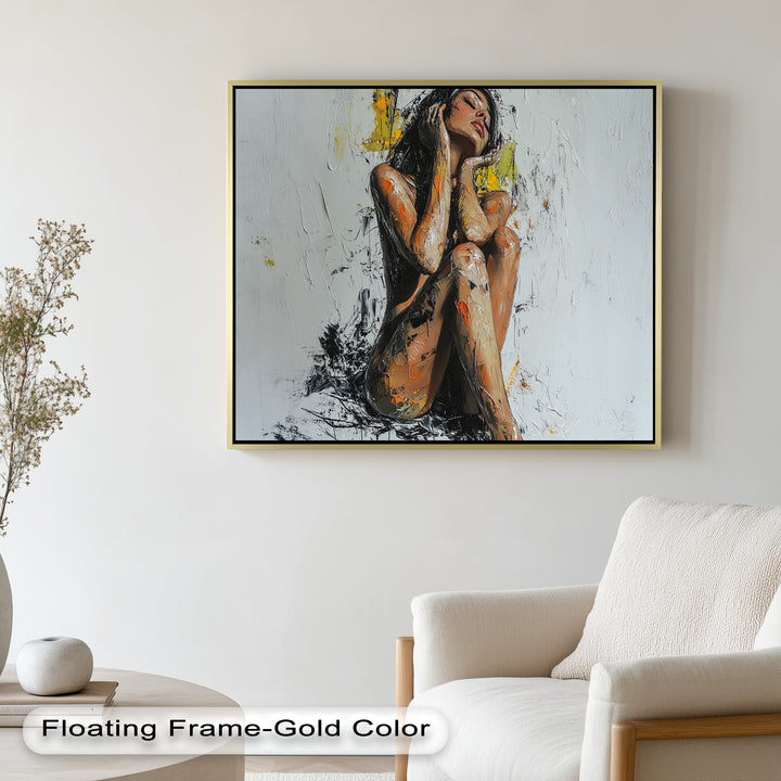 Poise in Silence – Textured Nude Figure Oil Painting