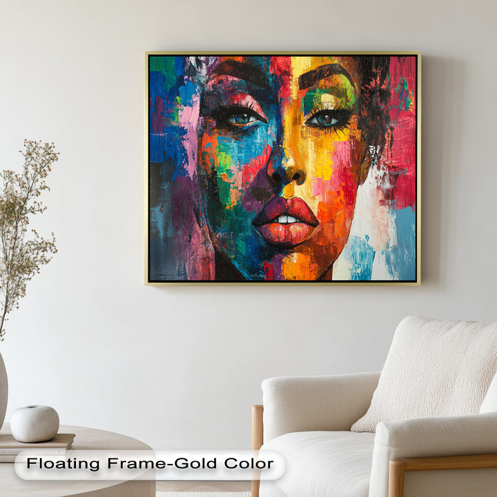 Color Reign – Vibrant Female Portrait Abstract Oil Painting