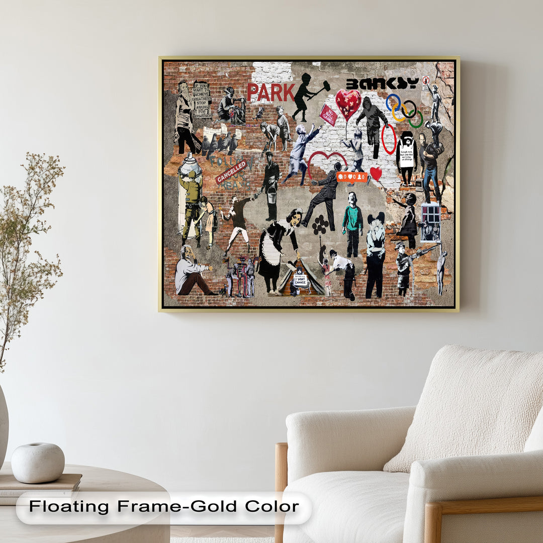 Voices on the Wall – Iconic Banksy Collage Oil Painting