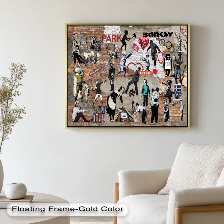 Voices on the Wall – Iconic Banksy Collage Oil Painting