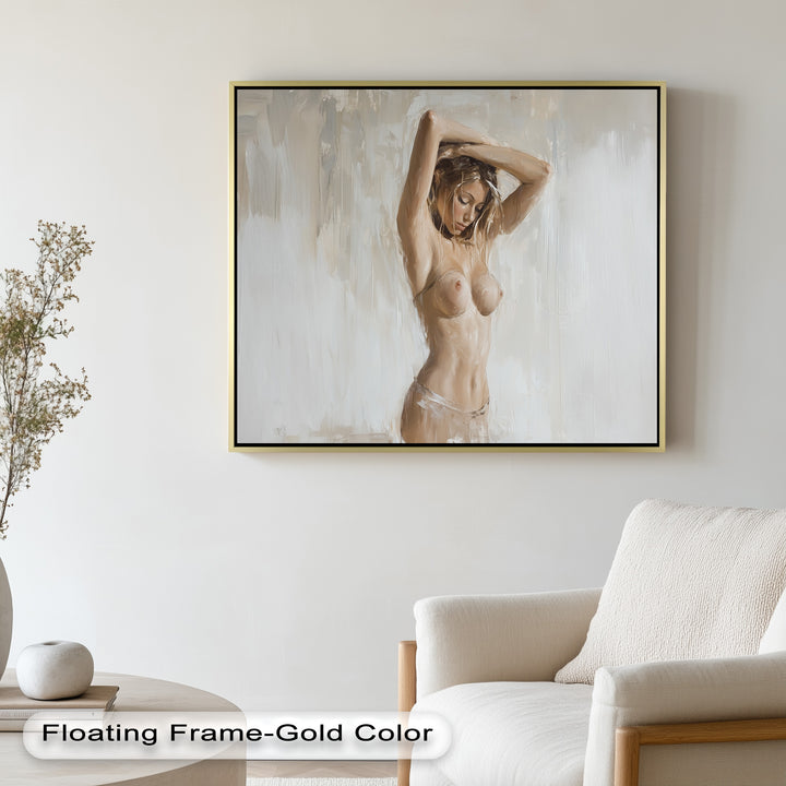 Still Grace – Serene Nude in Soft Neutral Oil Painting