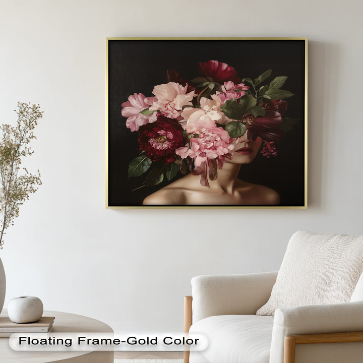 Blossom Veil – Romantic Floral Portrait Oil Painting
