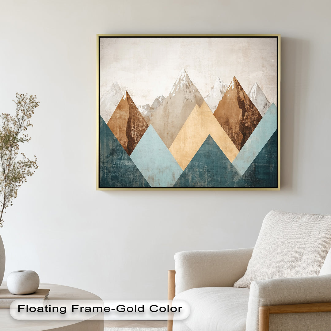 Geometrische Berge – Modernes abstraktes Ölgemälde