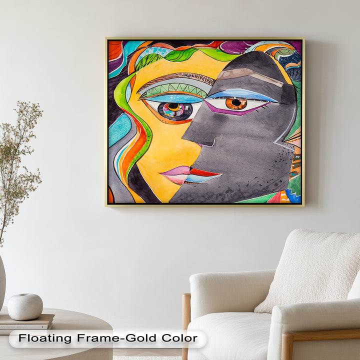Dual Visions – Vibrant Abstract Faces Picasso Oil Painting