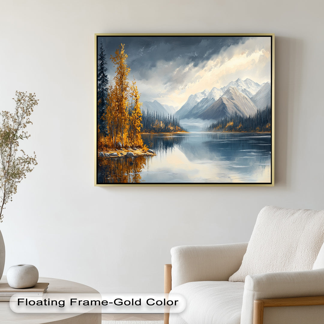 Goldener Herbstsee – Ölgemälde Berglandschaft