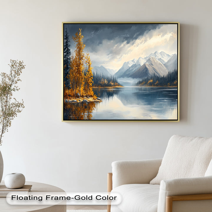 Goldener Herbstsee – Ölgemälde Berglandschaft