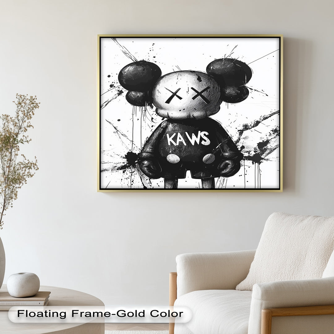 Black & White Figure – KAWS Graffiti Oil Painting