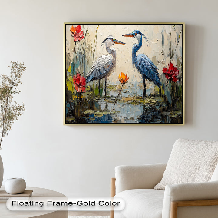 Pair of Herons – Animal Oil Painting