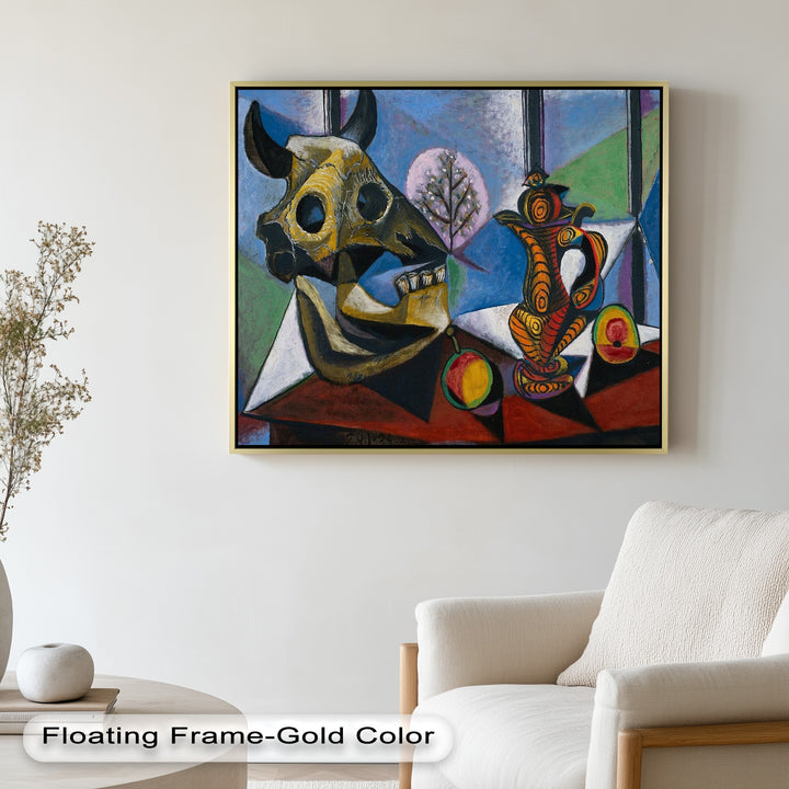 Stillleben mit Totenkopf und Krug – Symbolisches kubistisches Picasso-Ölgemälde