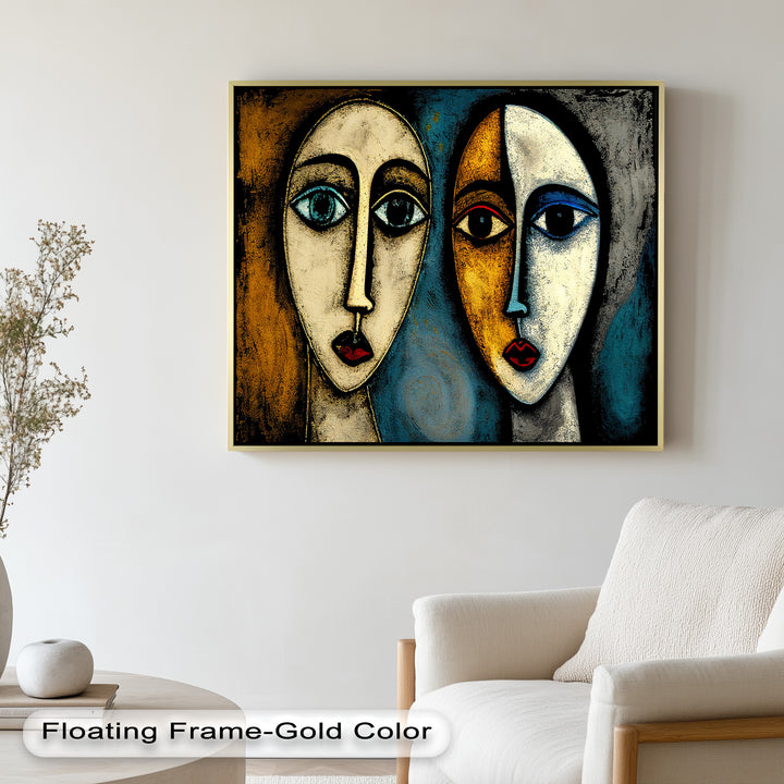 Duality of Gaze – Abstract Expressionist Portrait Picasso Oil Painting