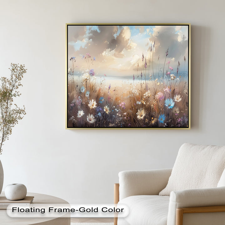 Spring Wildflowers Landscape – Tranquil Nature Oil Painting