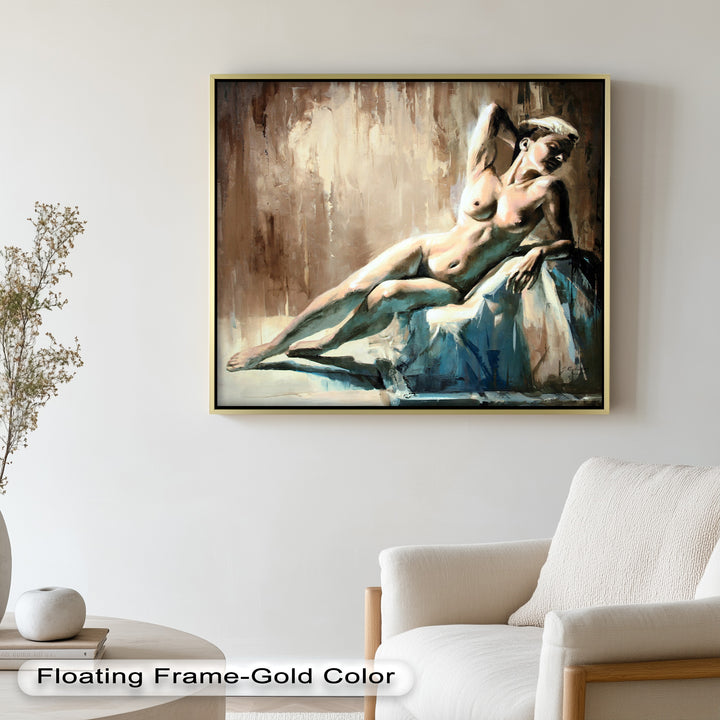 Echoes of Light – Modern Reclining Nude Oil Painting